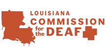 Louisiana Commission for the Deaf logo in orange